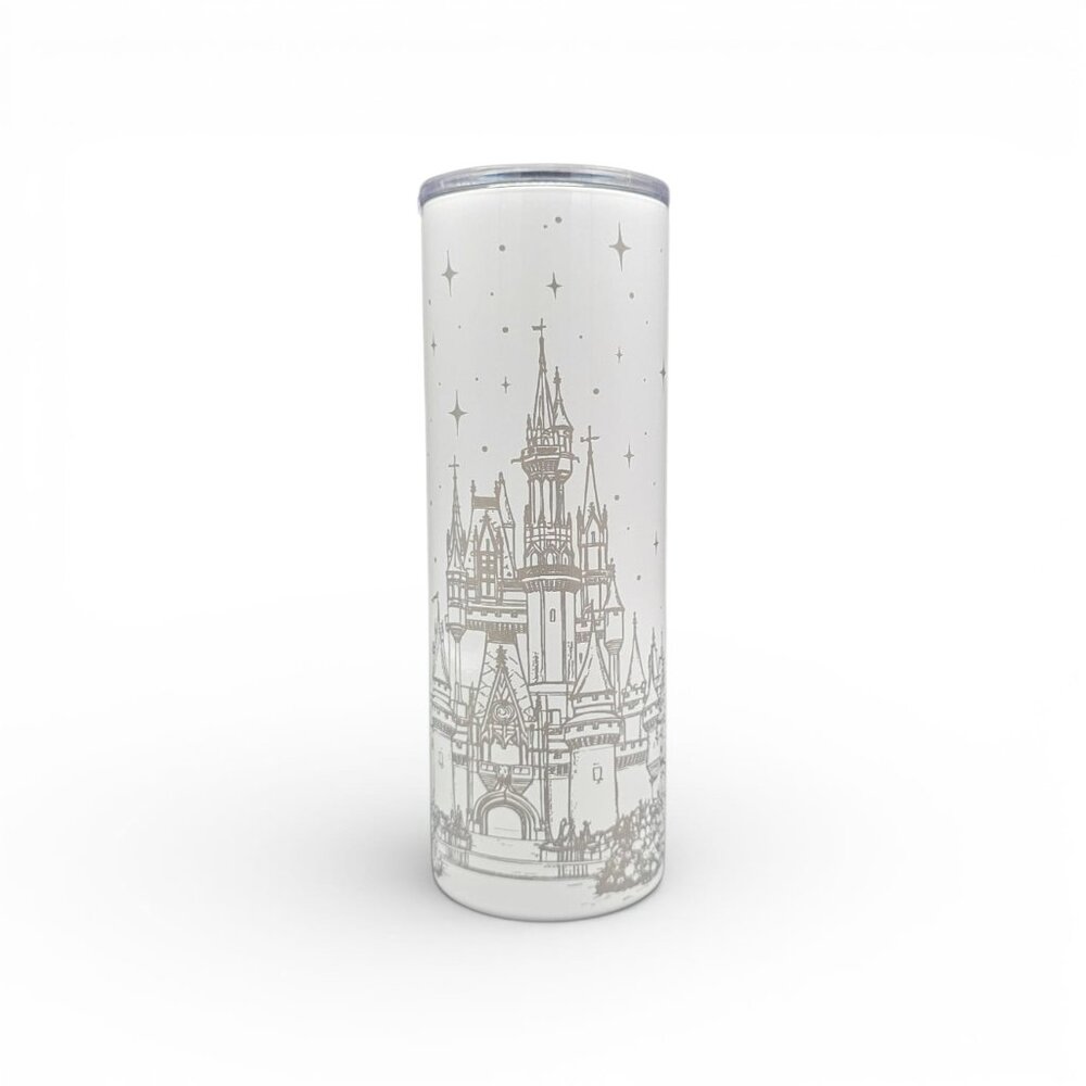 Engraved Castle Skinny Tumbler with Lid